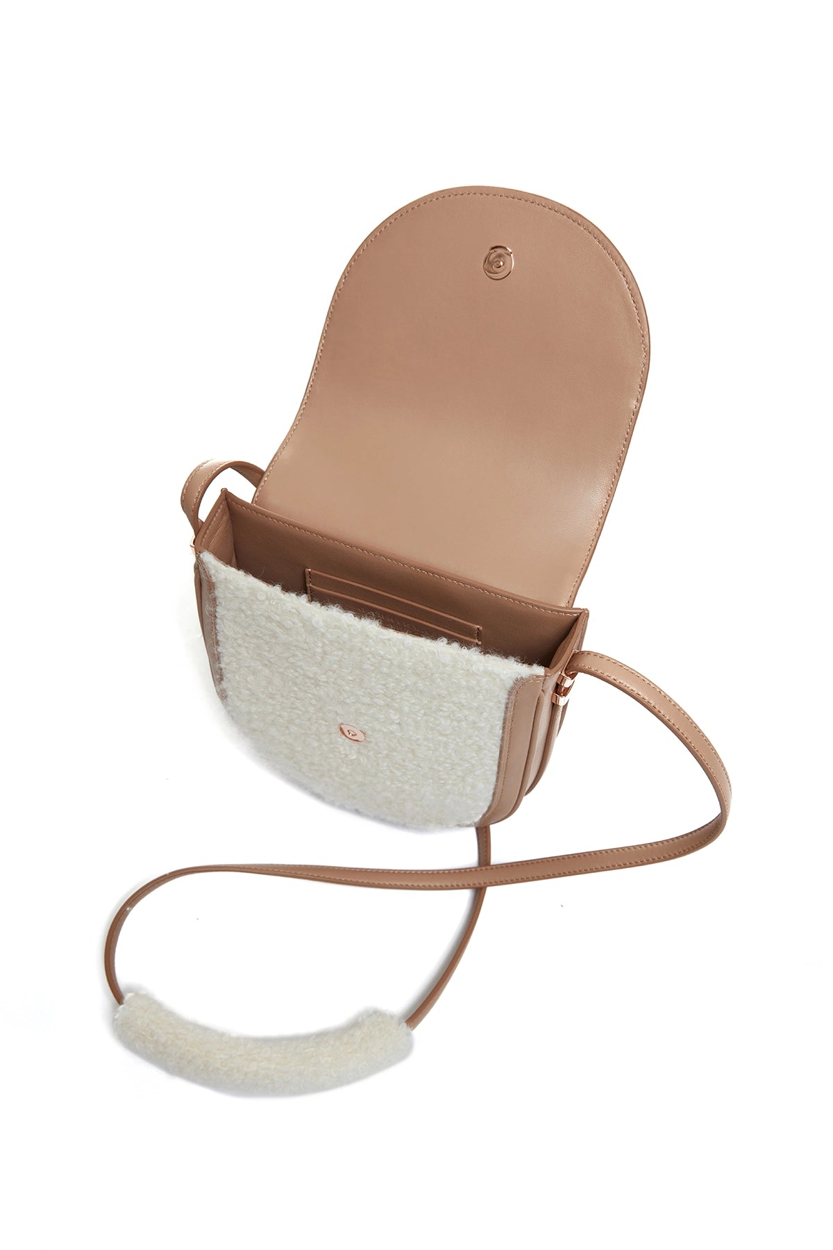 Tina Crossbody Bag in Nude Nappa Leather with Cashmere Boucle