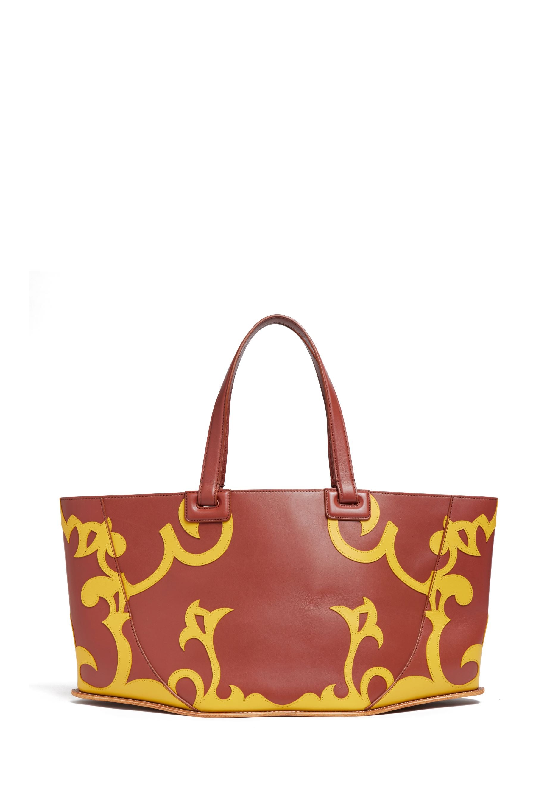 Coyote Western Tote Bag in Rust & Yellow Leather – Gabriela