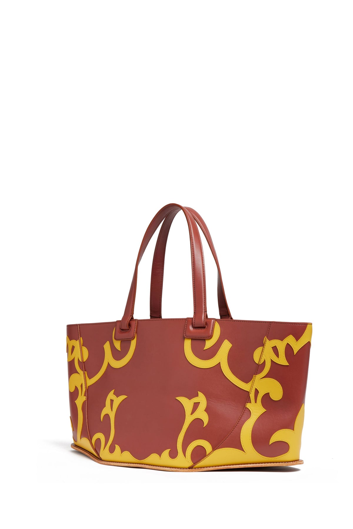 Coyote Tote Bag in Rust & Yellow Leather