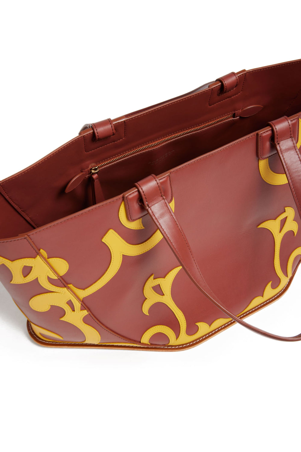 Coyote Western Tote Bag in Rust & Yellow Leather
