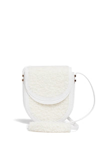 Tina Crossbody Bag in Ivory Nappa Leather with Recycled Cashmere Boucle