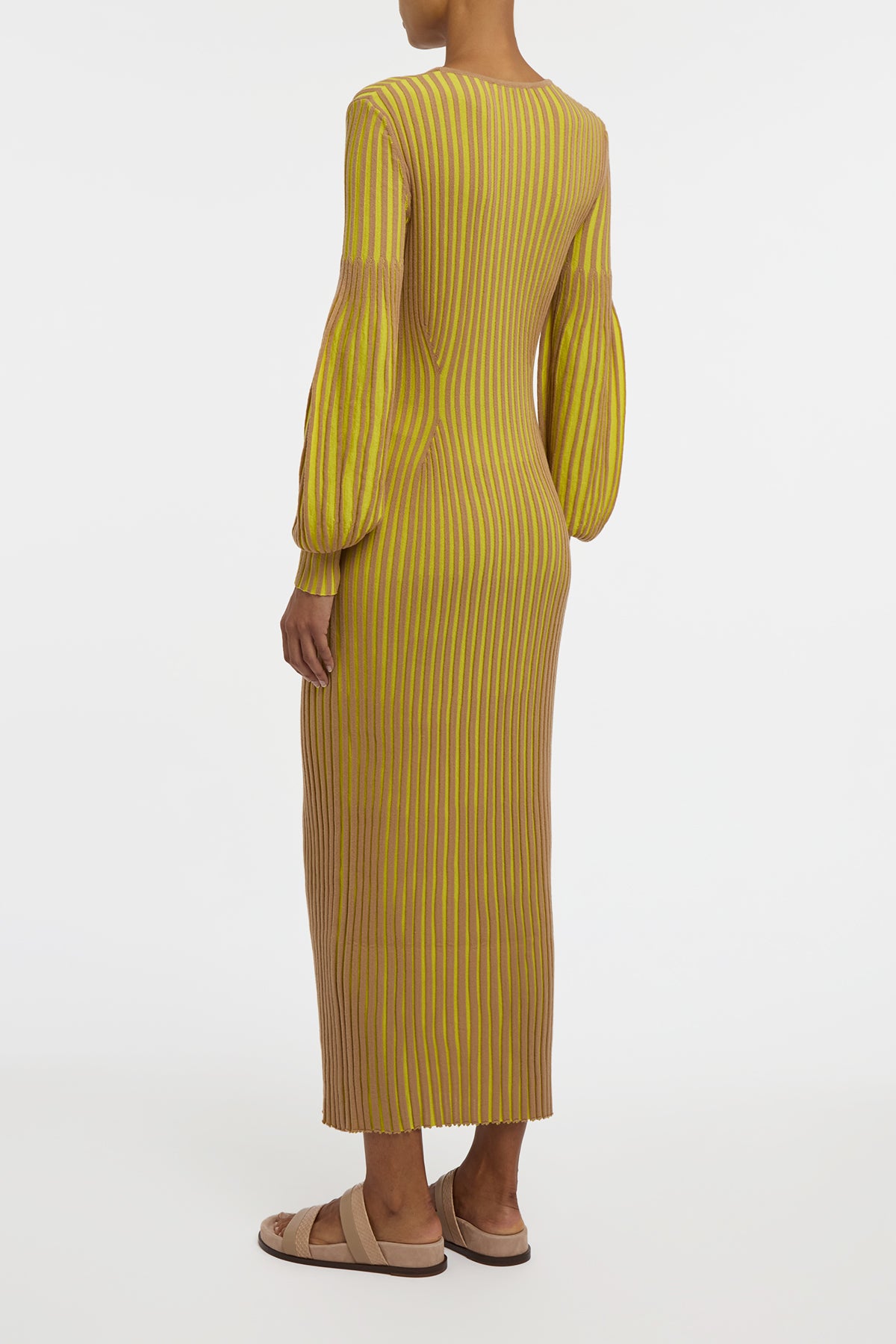 Karina Knit Maxi Dress in Citrine & Camel Merino Wool