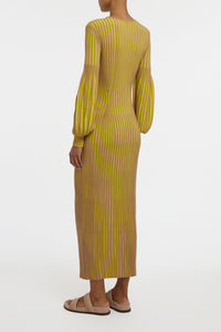 Karina Knit Maxi Dress in Citrine & Camel Merino Wool