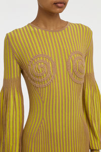 Karina Knit Maxi Dress in Citrine & Camel Merino Wool