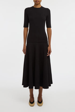 Cairan Knit Maxi Skirt in Black Merino Wool