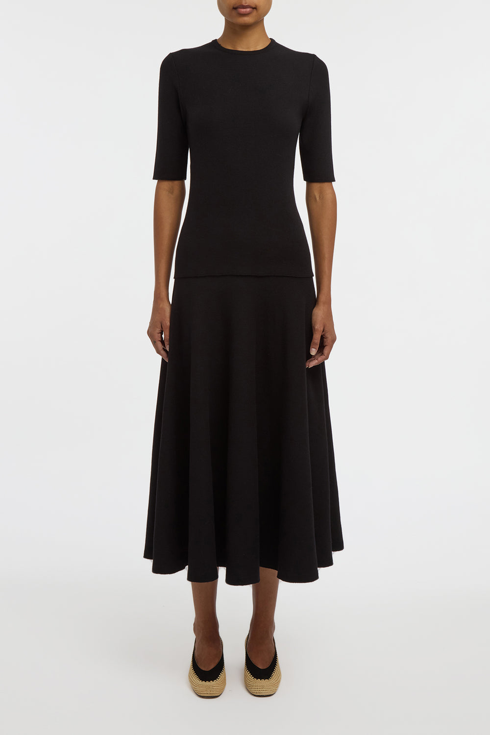 Cairan Knit Maxi Skirt in Black Merino Wool