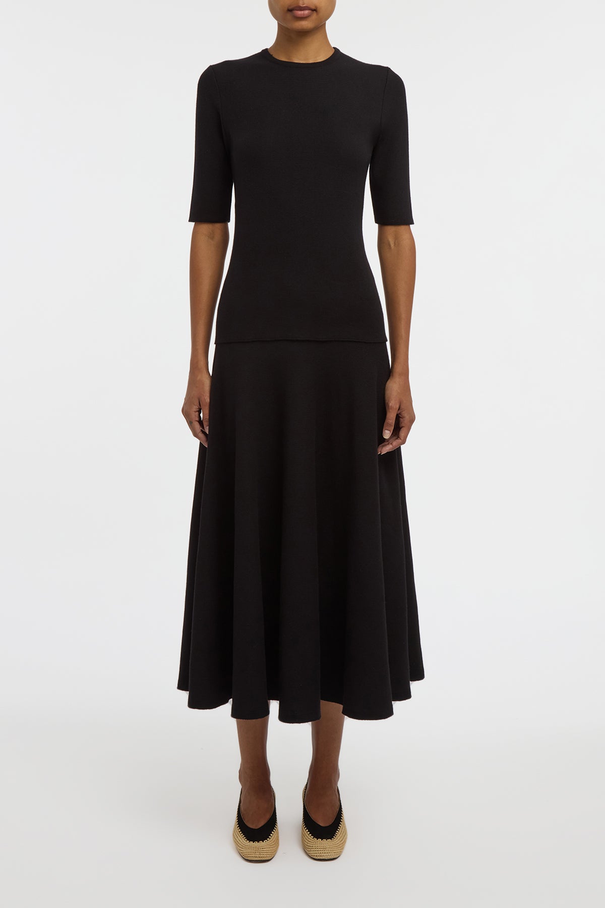 Cairan Knit Maxi Skirt in Black Merino Wool