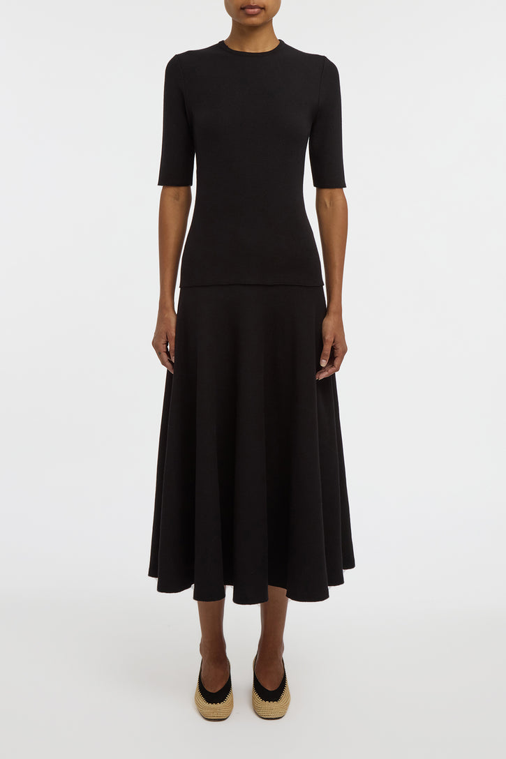 Cairan Knit Maxi Skirt in Black Merino Wool