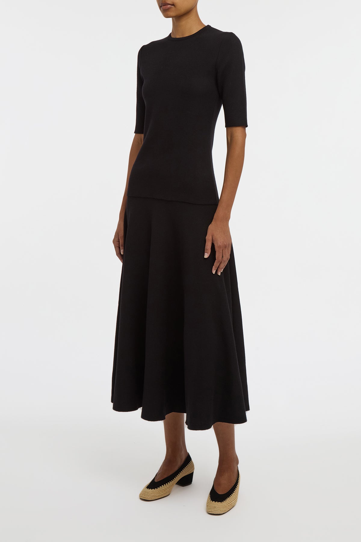 Cairan Knit Maxi Skirt in Black Merino Wool