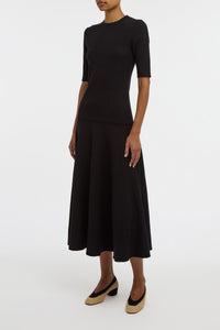 Cairan Knit Maxi Skirt in Black Merino Wool