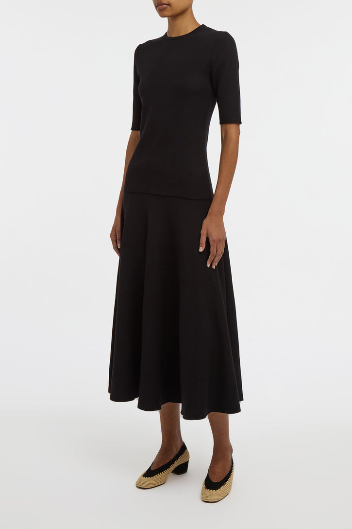 Cairan Knit Maxi Skirt in Black Merino Wool
