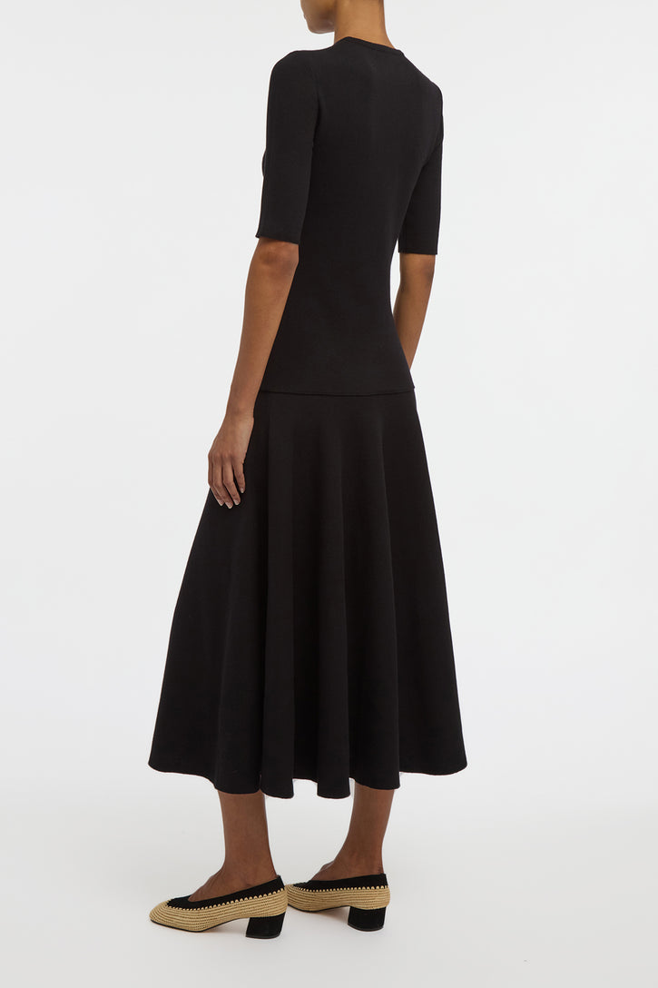 Cairan Knit Maxi Skirt in Black Merino Wool