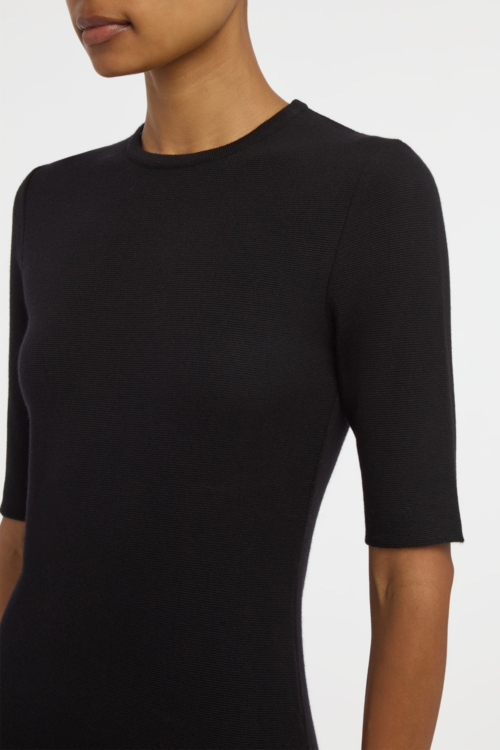 Axis Knit T-Shirt in Black Merino Wool