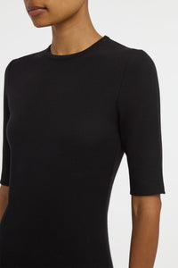 Axis Knit T-Shirt in Black Merino Wool