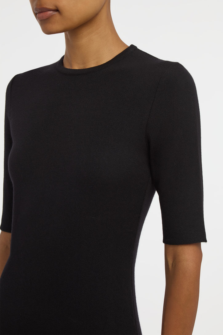 Axis Knit T-Shirt in Black Merino Wool