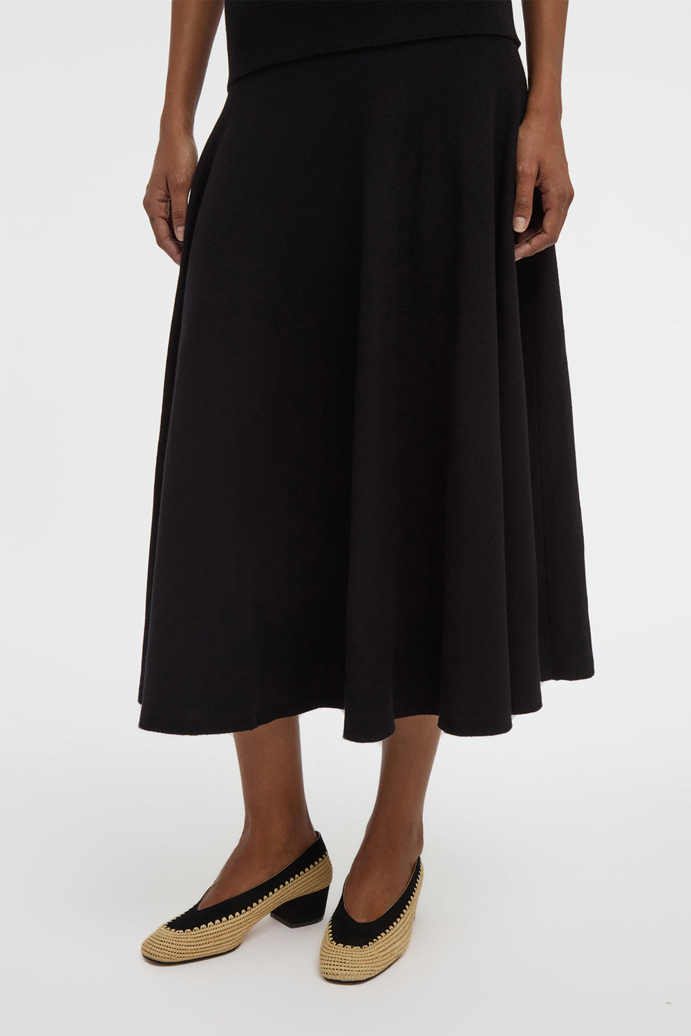 Cairan Knit Maxi Skirt in Black Merino Wool