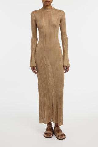 Atira Knit Maxi Dress in Camel Silk