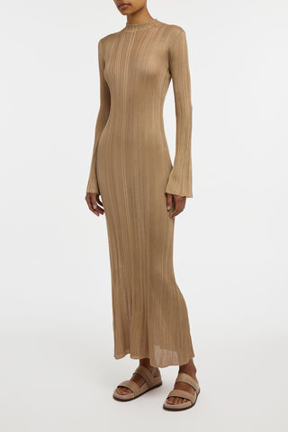 Atira Knit Maxi Dress in Camel Silk
