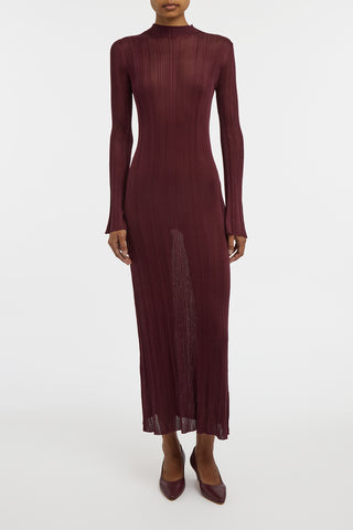 Atira Knit Maxi Dress in Bordeaux Silk