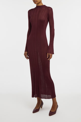Atira Knit Maxi Dress in Bordeaux Silk