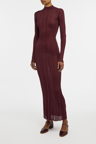 Aveda Knit Mockneck Sweater in Bordeaux Silk