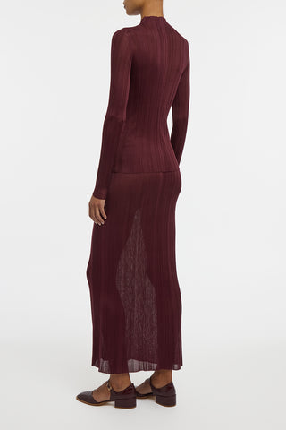 Daniella Knit Maxi Skirt in Bordeaux Silk