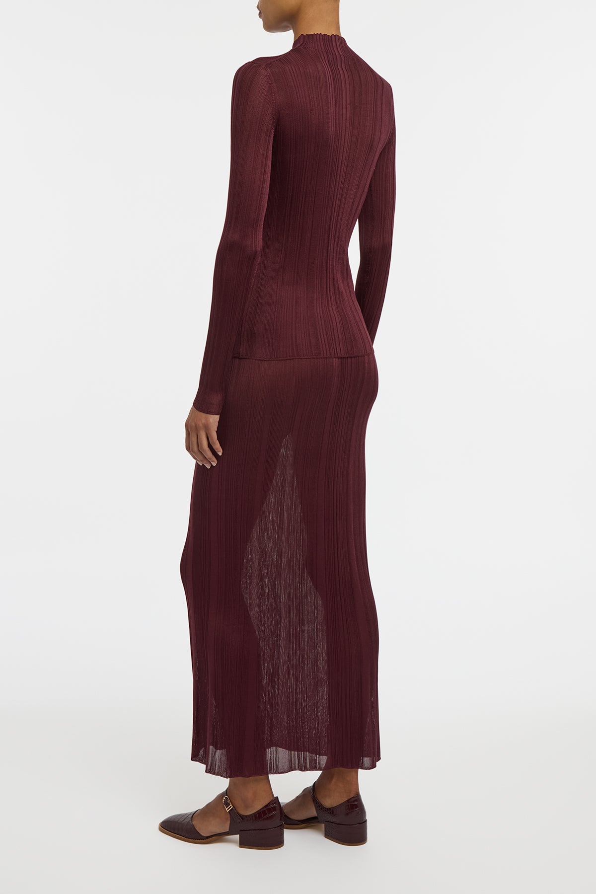 Daniella Knit Maxi Skirt in Bordeaux Silk