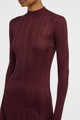 Aveda Knit Mockneck Sweater in Bordeaux Silk