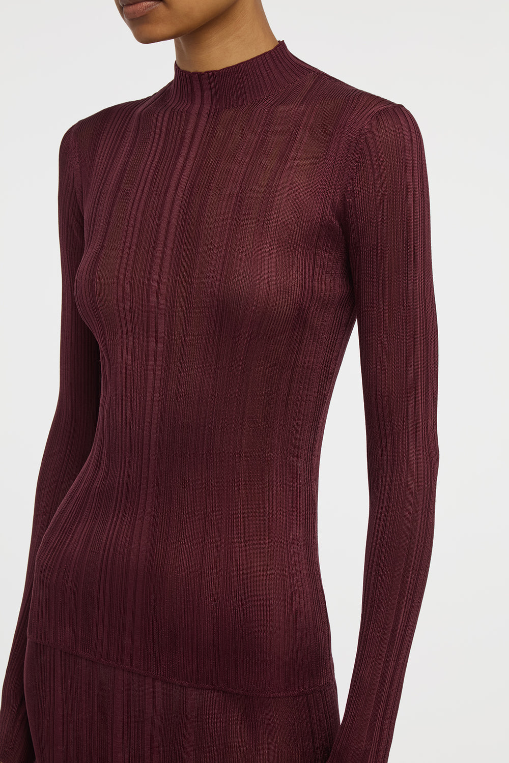 Aveda Knit Mockneck Sweater in Bordeaux Silk