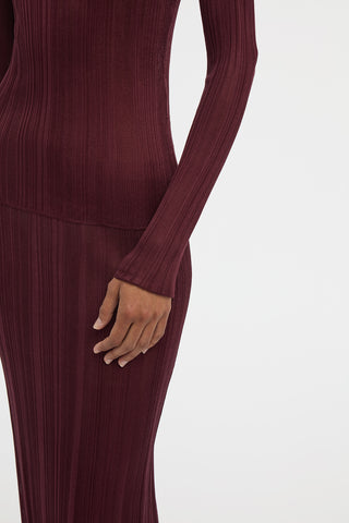 Daniella Knit Maxi Skirt in Bordeaux Silk