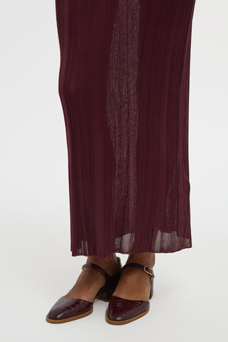 Daniella Knit Maxi Skirt in Bordeaux Silk