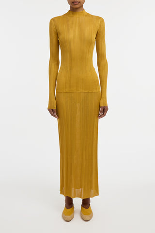 Daniella Knit Maxi Skirt in Golden Birch Silk