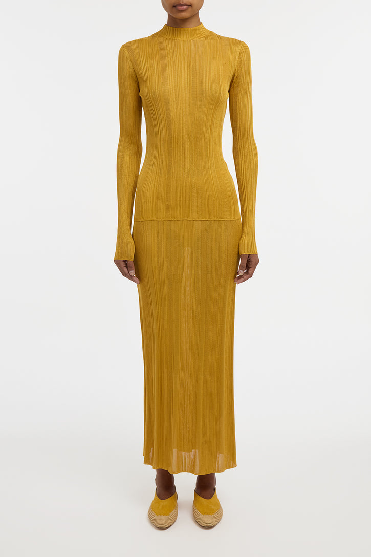Aveda Knit Mockneck Sweater in Golden Birch Silk