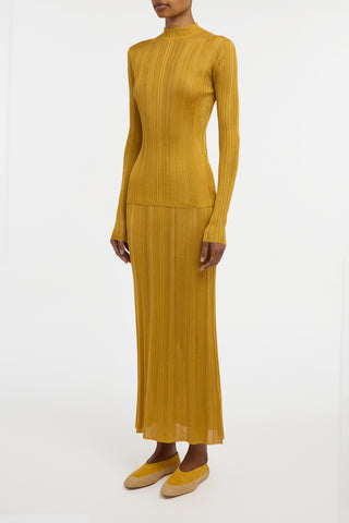 Aveda Knit Mockneck Sweater in Golden Birch Silk