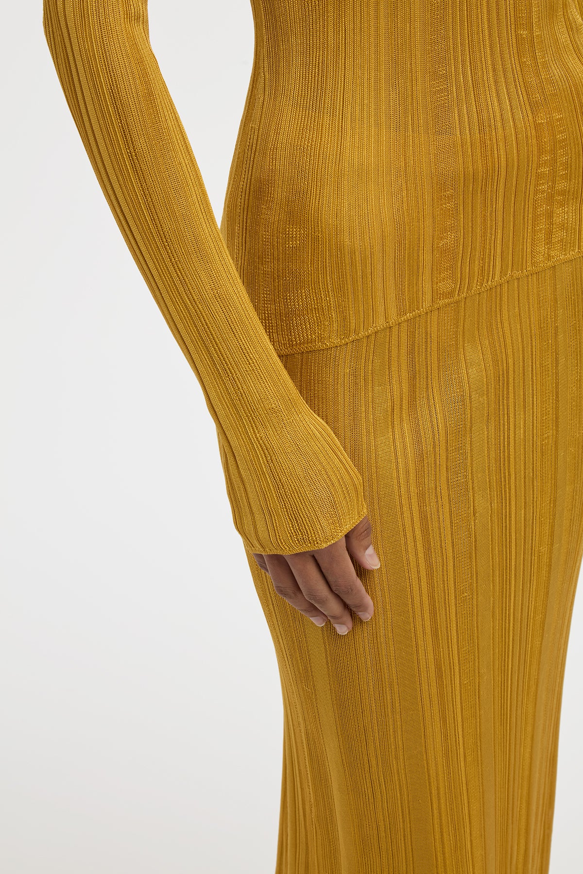 Daniella Knit Maxi Skirt in Golden Birch Silk