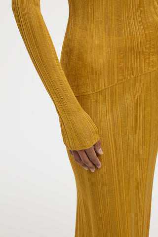 Aveda Knit Mockneck Sweater in Golden Birch Silk
