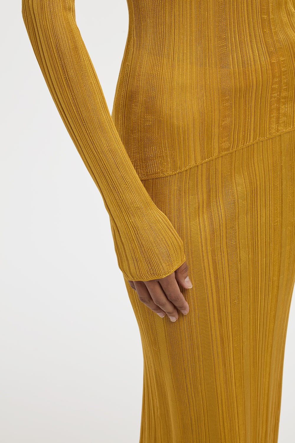 Aveda Knit Mockneck Sweater in Golden Birch Silk