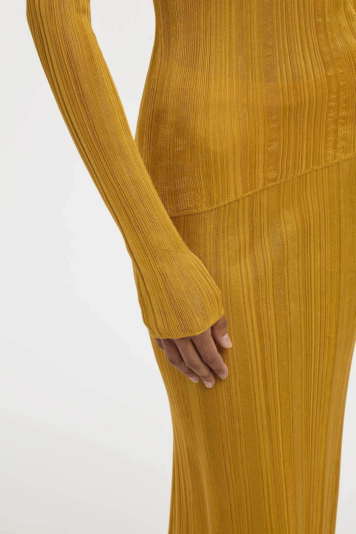 Aveda Knit Mockneck Sweater in Golden Birch Silk