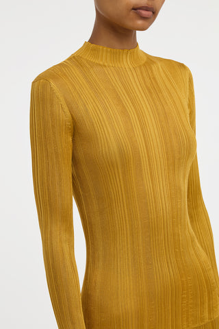 Aveda Knit Mockneck Sweater in Golden Birch Silk