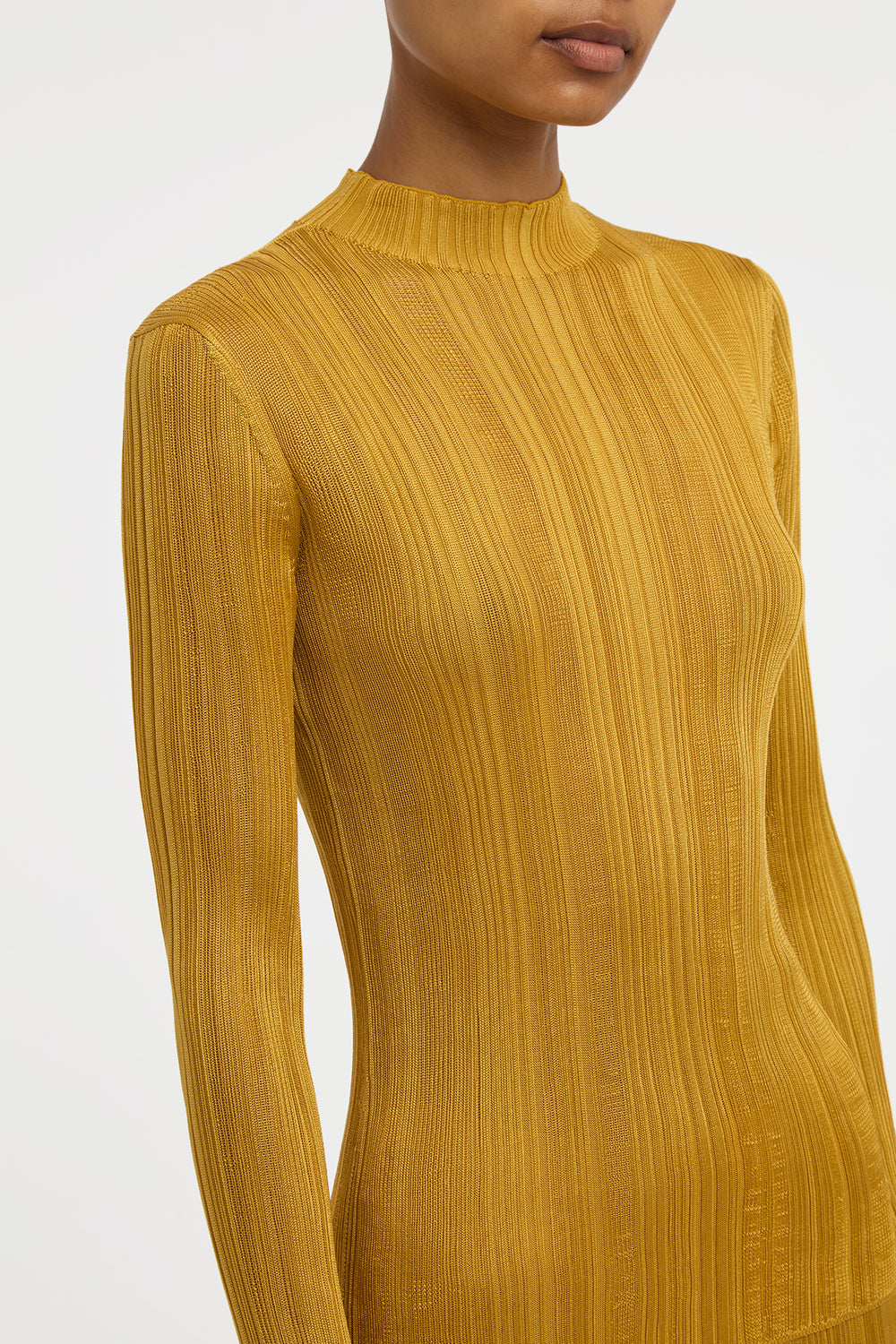 Aveda Knit Mockneck Sweater in Golden Birch Silk