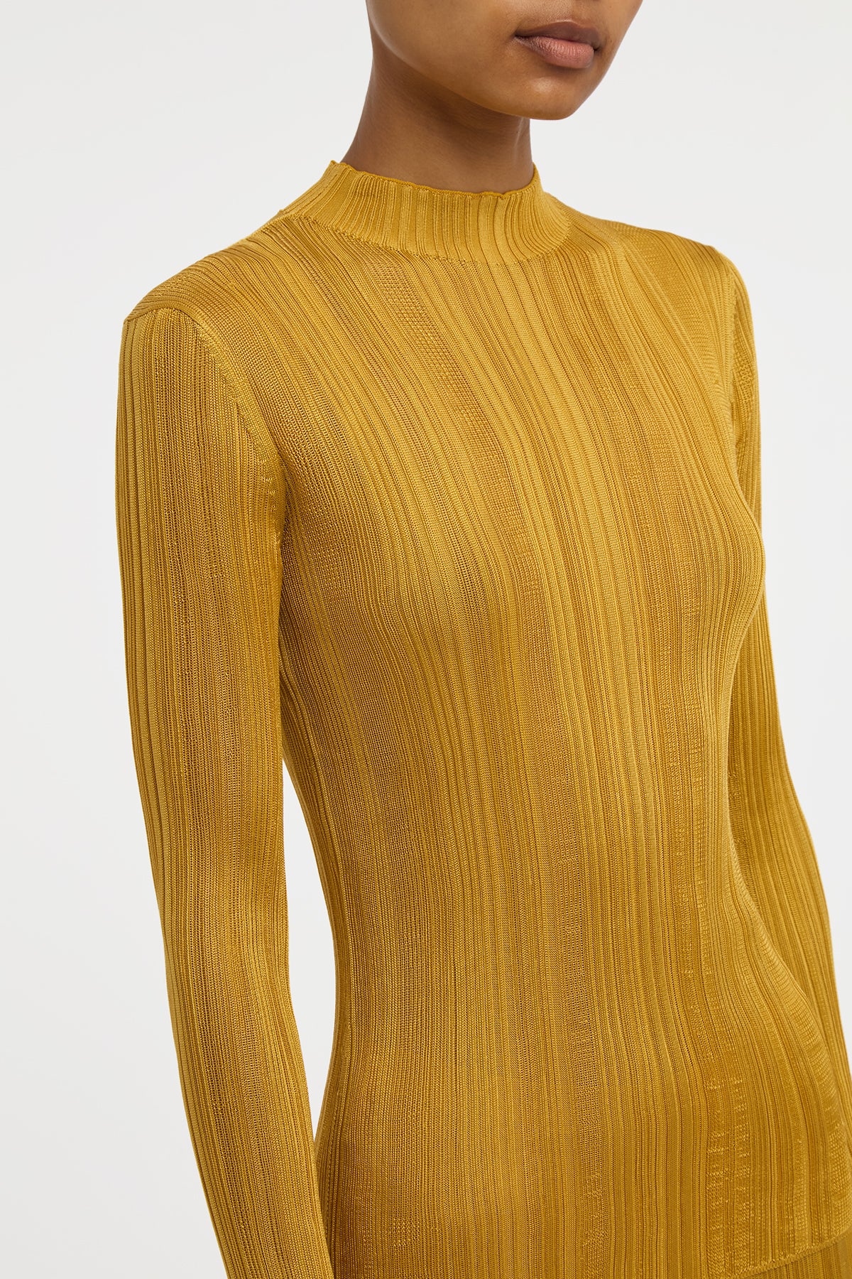 Aveda Knit Mockneck Sweater in Golden Birch Silk