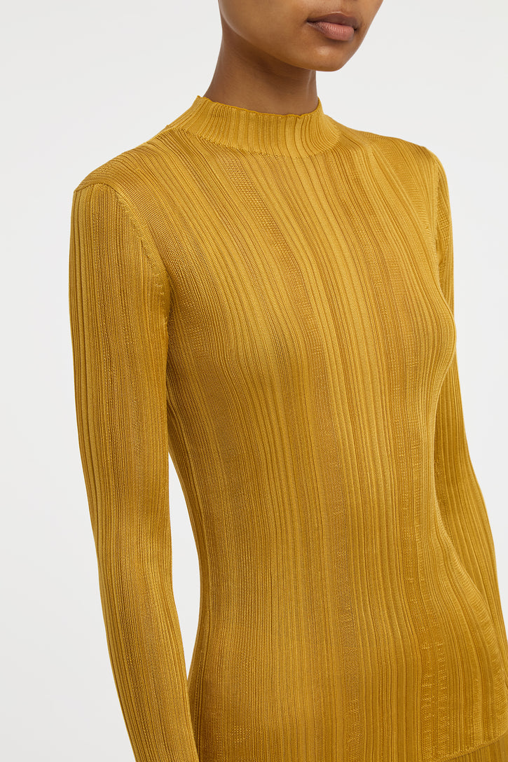 Aveda Knit Mockneck Sweater in Golden Birch Silk