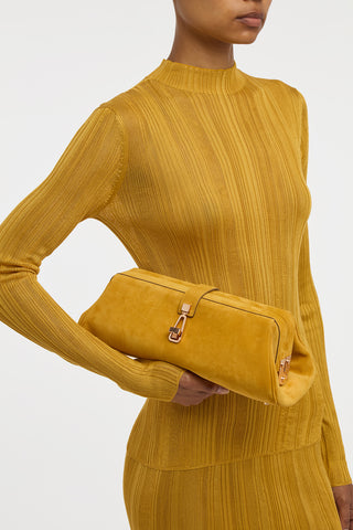 Paola Clutch in Golden Birch Suede
