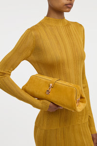 Paola Clutch in Golden Birch Suede