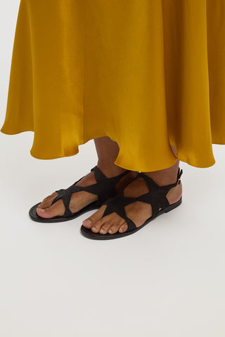Star Sandal in Black Suede