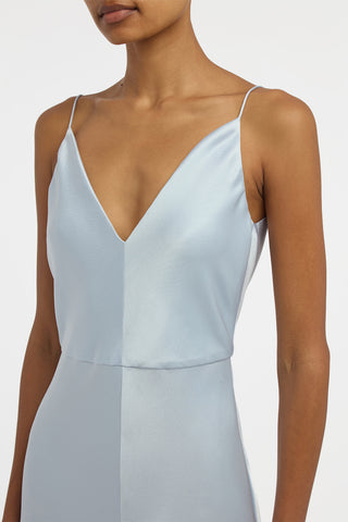 Brigita Slip Dress in Light Blue Silk Satin