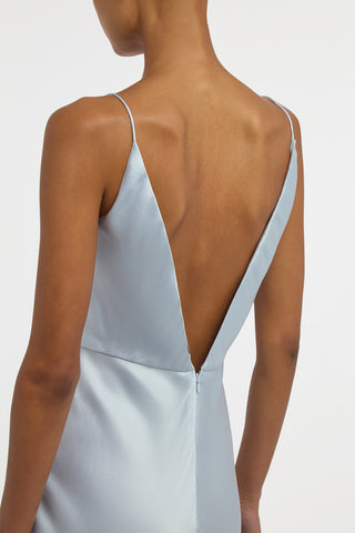 Brigita Slip Dress in Light Blue Silk Satin