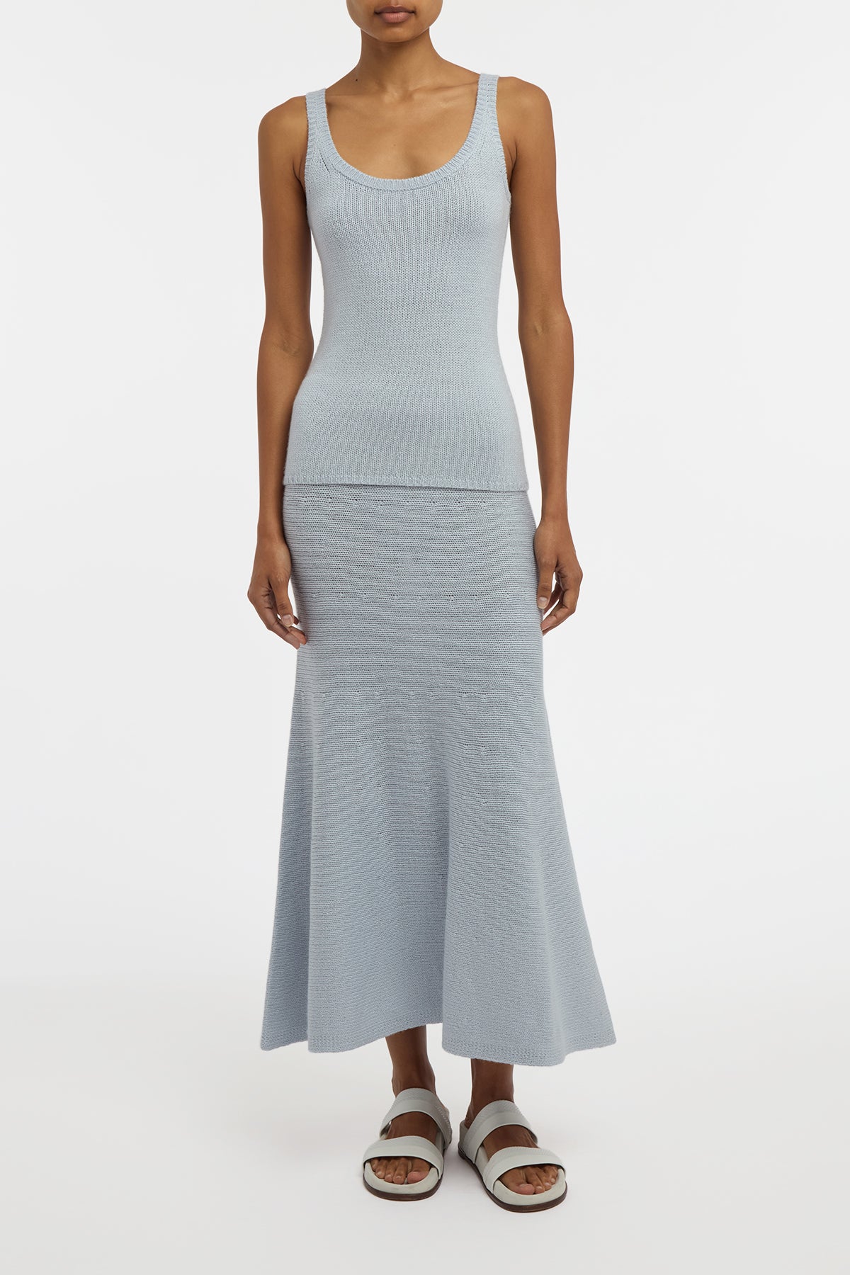 Manni Knit Maxi Skirt in Light Blue Cashmere