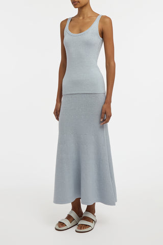 Manni Knit Maxi Skirt in Light Blue Cashmere