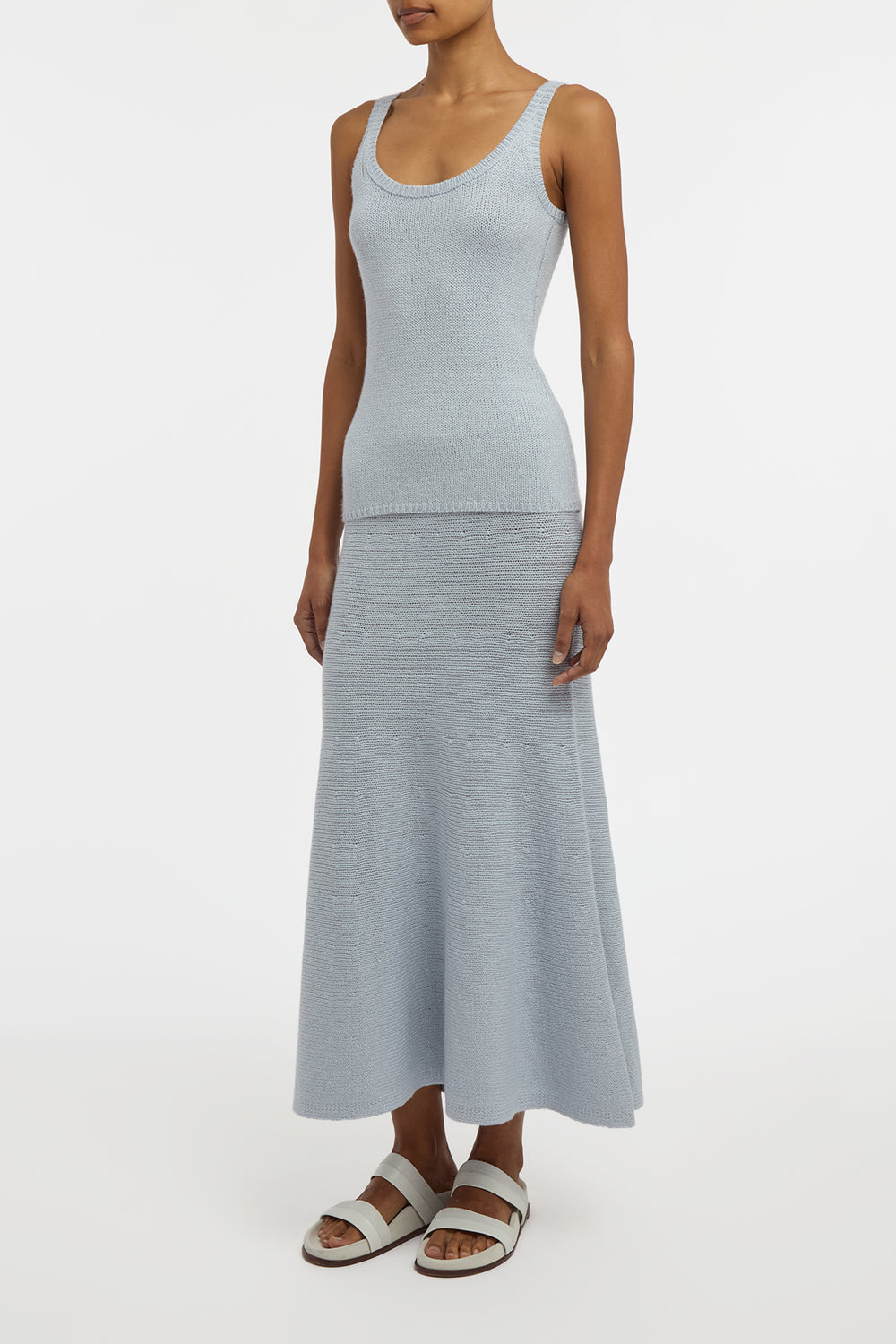 Manni Knit Maxi Skirt in Light Blue Cashmere